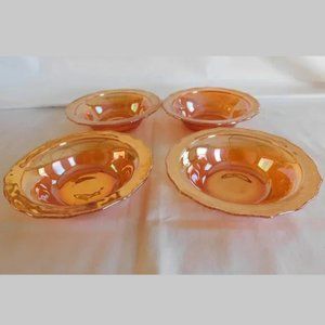 Federal Glass Normandie Bouquet Lattice Sunburst Iridescent 4 Berry Dessert Bowl